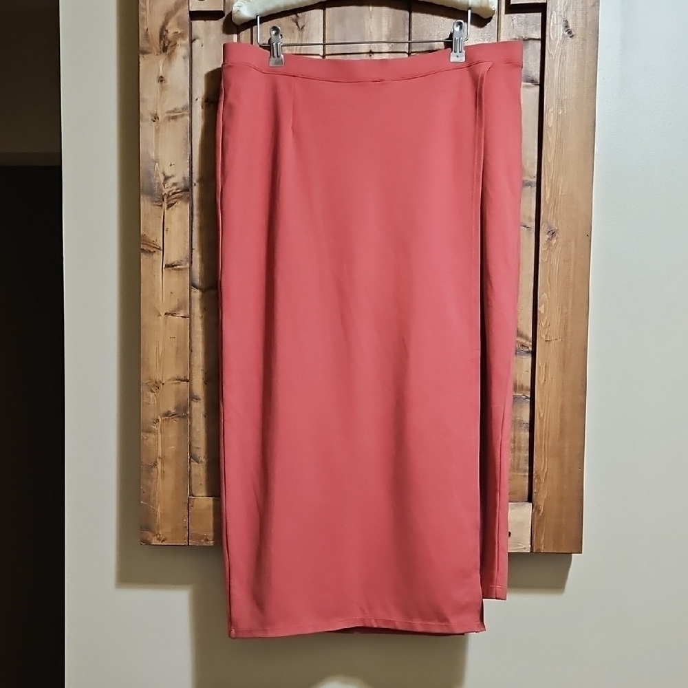 Betabrand The Sassiest Cropped Pants With Skirt Overlay XL in Rust